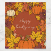 Thanksgiving Fall Pumpkin Greetings Wijn Etiket (Enkel label)