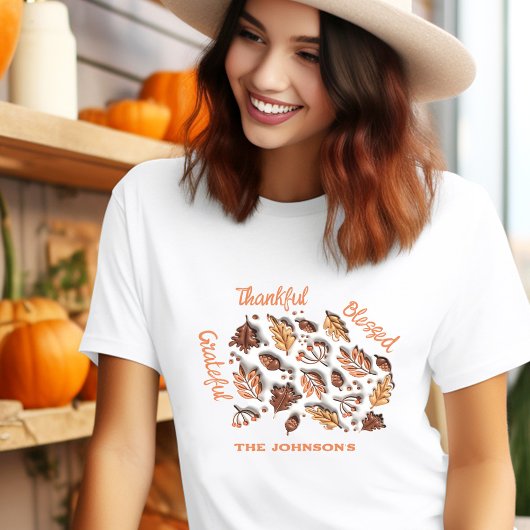 Thanksgiving Fall verlaat moderne familienaam T-shirt