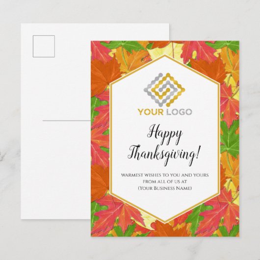 Thanksgiving Fall verliest Logo Business Postcard Briefkaart (Voorkant / Achterkant)