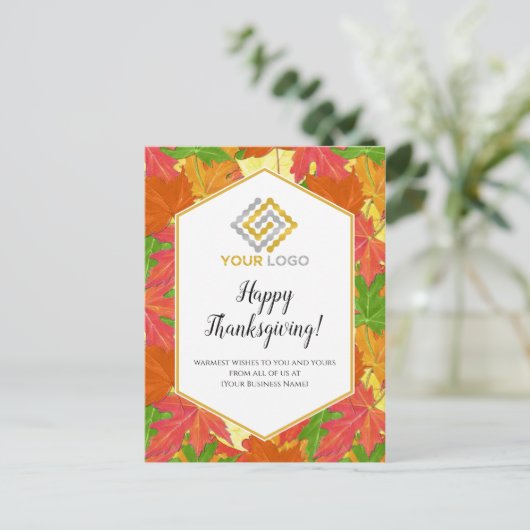 Thanksgiving Fall verliest Logo Business Postcard Briefkaart (Staand voorkant)
