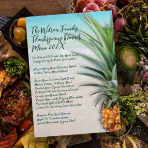 Thanksgiving Familie Diner Ananas Menu Sjabloon Kaart