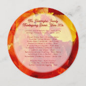 Thanksgiving Familie Diner Rood Bladeren Rond Menu Kaart (Voorkant)