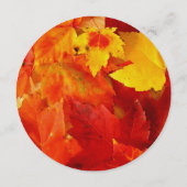 Thanksgiving Familie Diner Rood Bladeren Rond Menu Kaart (Achterkant)