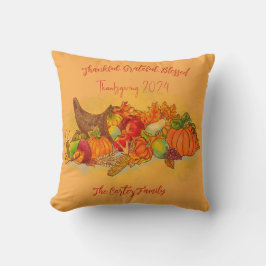Thanksgiving Familie Gepersonaliseerd -  Kussen