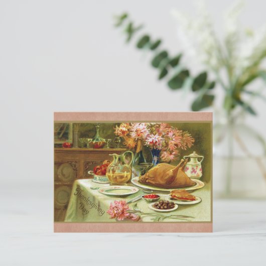  Thanksgiving familie Turkije diner Briefkaart (Staand voorkant)