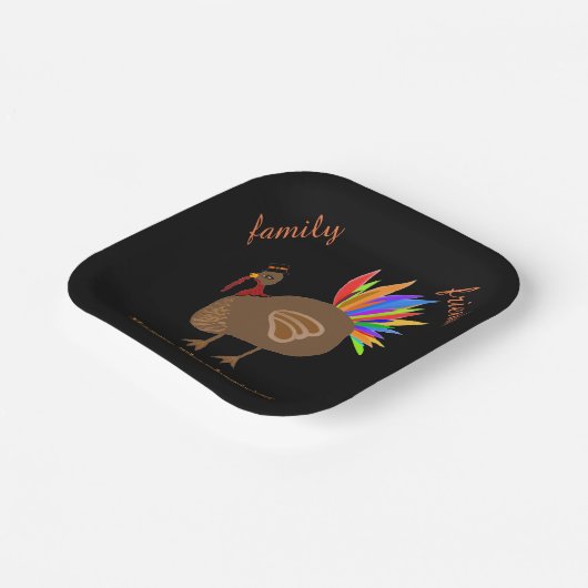 Thanksgiving Familie Vrienden Mannelijk Turkije Papieren Bordje (Gebogen)