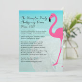 Thanksgiving Familiediner Flamingo Menu Sjabloon Kaart (Staand voorkant)