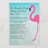 Thanksgiving Familiediner Flamingo Menu Sjabloon Kaart (Voorkant)