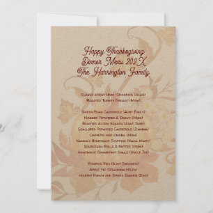 Thanksgiving Familiediner Menu Sjabloon Kaart