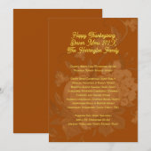 Thanksgiving Familiediner Menu Sjabloon Kaart (Voorkant / Achterkant)