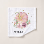Thanksgiving Familienaam Pompoen Roze Bad Handdoek (Wasdoekje)