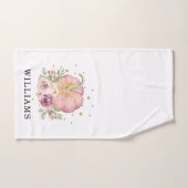 Thanksgiving Familienaam Pompoen Roze Bad Handdoek (Handdoek)