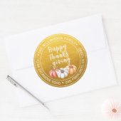 Thanksgiving familienaam retouradres Gold Ronde Sticker (Envelop)