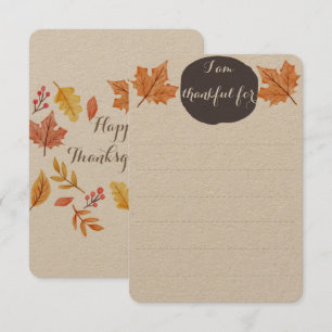 Thanksgiving Familietabel Activiteit   Thankful Li Kaart