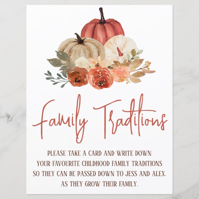 Thanksgiving familietradities spel, Baby shower (Voorkant)