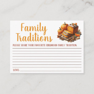 Thanksgiving, familietradities spel, Baby shower Informatiekaartje