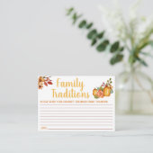 Thanksgiving, familietradities spel, Baby shower Informatiekaartje (Staand voorkant)