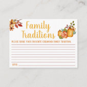 Thanksgiving, familietradities spel, Baby shower Informatiekaartje (Voorkant)