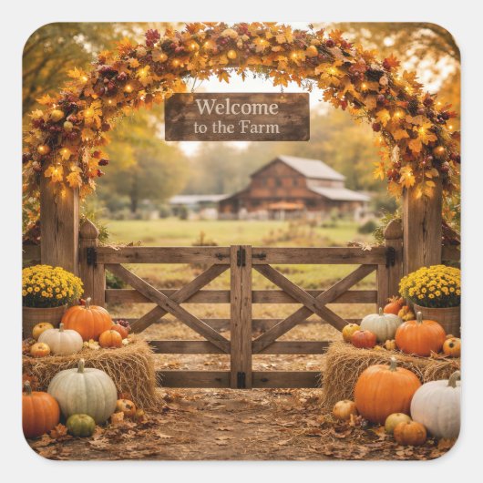 Thanksgiving Farm Vierkante Sticker (Voorkant)
