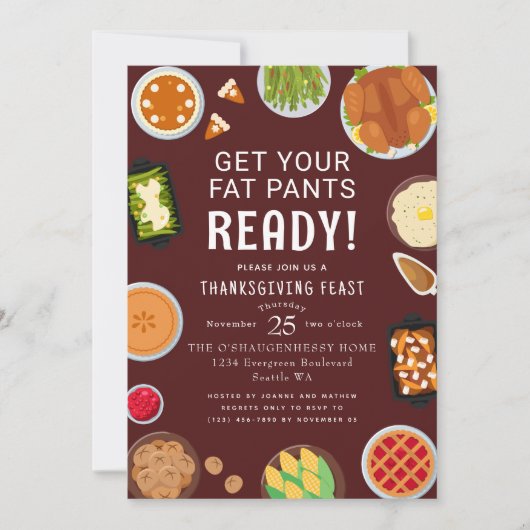 Thanksgiving Fat Pants Dinner Celebration Kaart (Voorkant)