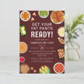 Thanksgiving Fat Pants Dinner Celebration Kaart (Staand voorkant)