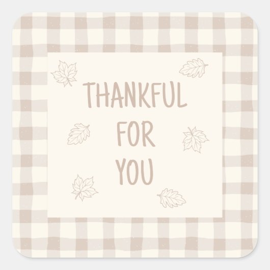 Thanksgiving Favor Cadeautag Vierkante Sticker (Voorkant)