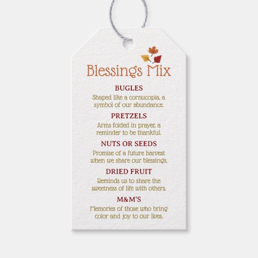 Thanksgiving Favor Labels Cadeaulabel (Voorkant)