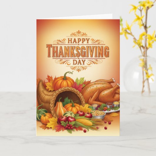 Thanksgiving Feast Blessings — Holiday Greeting Kaart (Gele Bloem)