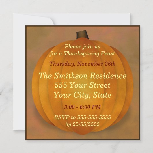 Thanksgiving Feast Dinner Country Rustige pompoen Kaart (Voorkant)