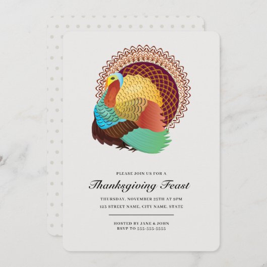 Thanksgiving Feast Dinner met Turkije Kaart (Voorkant / Achterkant)