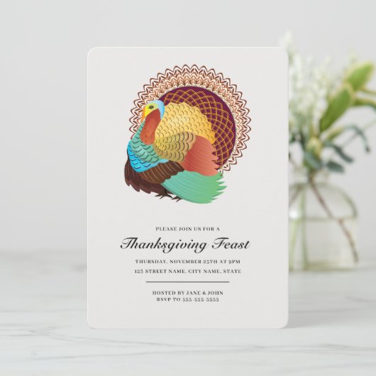 Thanksgiving Feast Dinner met Turkije Kaart (Staand voorkant)