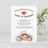 Thanksgiving Feast en Football Dinner Party Kaart (Staand voorkant)