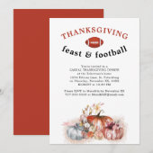 Thanksgiving Feast en Football Dinner Party Kaart (Voorkant / Achterkant)