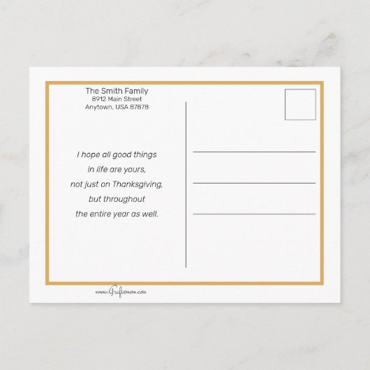  Thanksgiving Feast en Hearth Briefkaart (Achterkant)