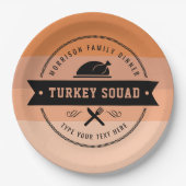 Thanksgiving feast Funny Turkey Personalized Papieren Bordje (Voorkant)