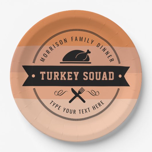 Thanksgiving feast Funny Turkey Personalized Papieren Bordje (Voorkant)