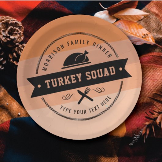 Thanksgiving feast Funny Turkey Personalized Papieren Bordje