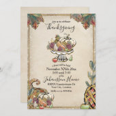 Thanksgiving Feast Glitter Herfst Harvest Kaart (Voorkant / Achterkant)