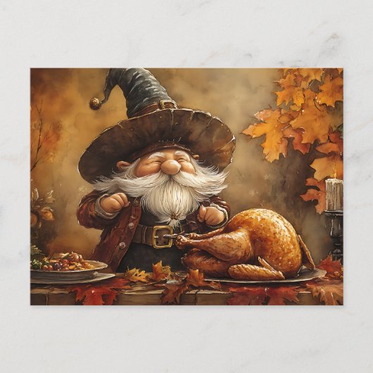 Thanksgiving Feast Gnome Feestdagenkaart (Voorkant)