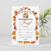 Thanksgiving Feast Invitation Autumn Floral Kaart (Staand voorkant)