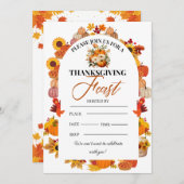 Thanksgiving Feast Invitation Autumn Floral Kaart (Voorkant / Achterkant)