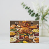 Thanksgiving Feast Postcard Cozy Holiday Dinner Feestdagenkaart (Staand voorkant)