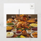 Thanksgiving Feast Postcard Cozy Holiday Dinner Feestdagenkaart (Voorkant / Achterkant)
