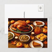 Thanksgiving Feast Table Postcard Feestdagenkaart (Voorkant / Achterkant)