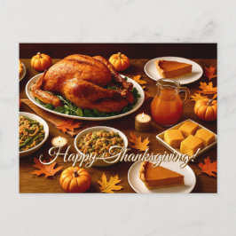 Thanksgiving Feast Table Postcard Feestdagenkaart