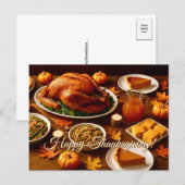 Thanksgiving Feast Table Postcard Feestdagenkaart (Voorkant / Achterkant)