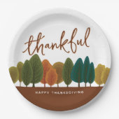 Thanksgiving feest dankbare herfstbomen papieren bordje (Voorkant)