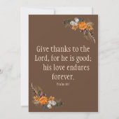 Thanksgiving Feest + Fellowship Kerkuitnodiging Kaart (Achterkant)