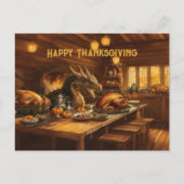 Thanksgiving Feest Fit voor een Draak Feestdagenkaart (Voorkant)
