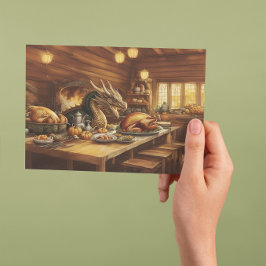 Thanksgiving Feest Fit voor een Draak Feestdagenkaart